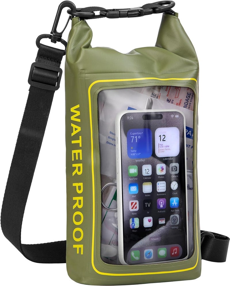 GPUSFAK 154 Pieces Waterproof Boat First Aid Kit Dry Bag with Cell Phone Bug Out Bags Pouch Roll Top Boat Emergency Kit 2-in-1 for Camping Fishing Kayaking Swimming Rafting - Image 1